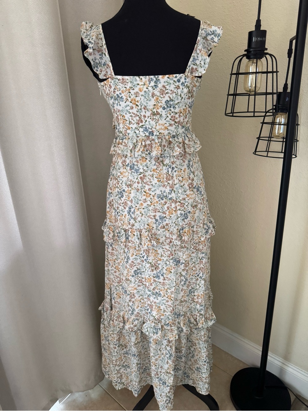 Altar’d State Floral Ruffle Maxi Dress Cottagecore Boho Prairie XS - Picture 6 of 9